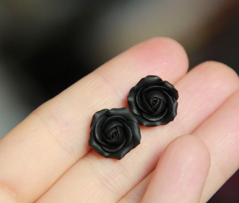 Black roses set jewelry Black jewelry Floral choker bail Black Etsy