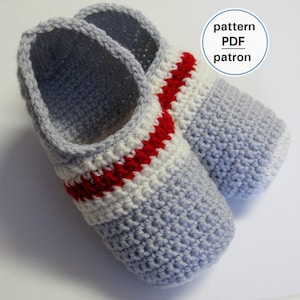 Crochet PATTERN - Men's Sock Monkey Slippers, Work Sock Slippers, Easy Pattern, English French PDF #31