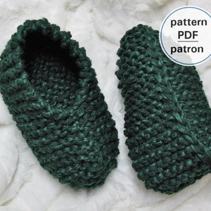 Knitting PATTERN - Men's Easy Slippers, Garter Stitch Slippers, Flat Knit Slippers, Easy Pattern, English French PDF #74