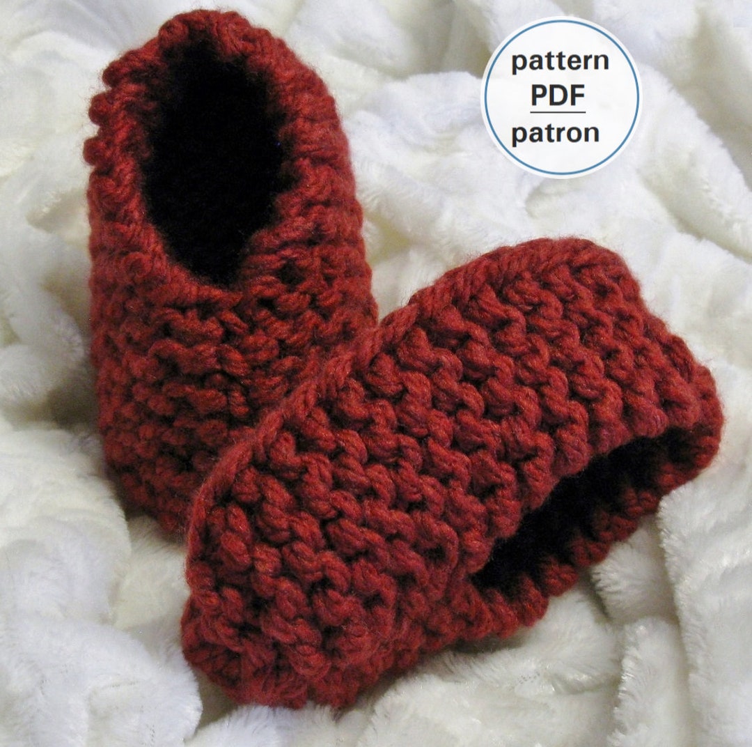 Patron TRICOT Pantoufles point mousse pour enfants de à 12 ans