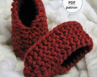 Knitting PATTERN - Easy Slippers for Kids, Ages 2 to 12, Garter Stitch Slippers, Children Slippers, Easy Pattern, English French PDF #69