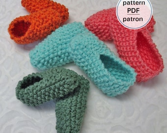 Knitting PATTERN - Seed Stitch Slippers for Children, Ages 1 to 12, Toddlers, Kids, Flat Knit Slippers, Easy Pattern, English French PDF #33