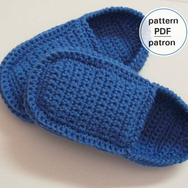 Crochet PATTERN - Men's Loafer Slippers, Easy Pattern, English French PDF #17