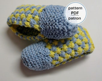 Knitting PATTERN - Women's Double Knot Stitch Slippers, Flat Knit Slippers, Easy Pattern, English and French PDF #32