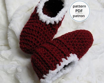 Crochet PATTERN - Women's Christmas Slippers, Easy Pattern, English French PDF #76