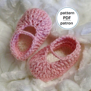 Crochet PATTERN Mary Jane Baby Slippers, 0-12 months, Mary Jane Baby Slippers, Baby Girl Slippers, Easy Pattern, English French PDF 51 image 1