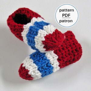 Children&#39;s Striped Slippers Knitting Pattern: Sand Stitch (PDF #4)