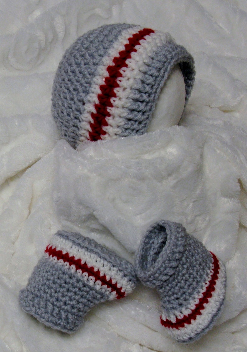Crochet PATTERN Baby Sock Monkey Booties and Beanie Set, 0-12 months, Work Sock Booties and Hat Set, Easy Pattern, English French DUO 1 image 5