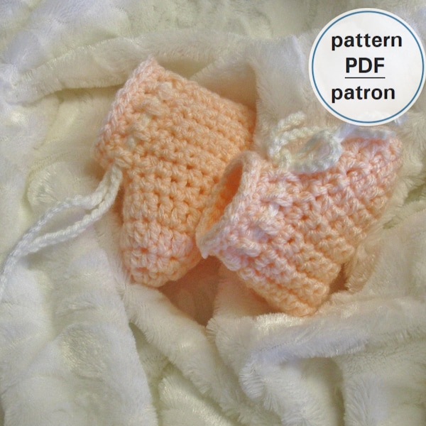 Crochet PATTERN - Quick and Easy Baby Booties, 0-12 months, Easy Pattern, English French PDF #58