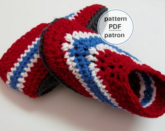 Crochet PATTERN - Men's Comfy Slippers, Striped Slippers, Easy Pattern, English French PDF #14