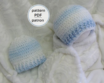 Crochet PATTERN - Baby Beanie Douceur, 0-12 months, Baby Hat, Easy Pattern, English French PDF #57