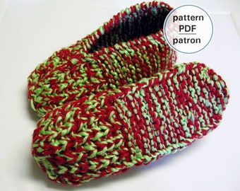 Cozy Slippers Knitting Pattern: Unisex Adult Sizes, Easy Flat Knit (PDF #81)