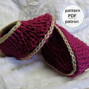 Crochet PATTERN Children's Ribbed Slippers, Ages 3 to 8, Easy Pattern, English French PDF 63 image 1