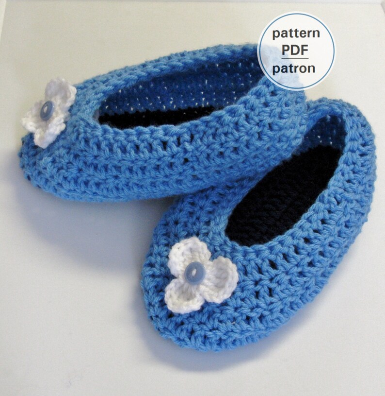 Crochet PATTERN Women's Ballet Slippers, Easy pattern, English French PDF 7 image 1