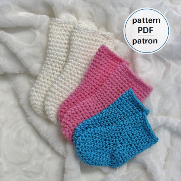 Crochet PATTERN - Baby Socks, 0-12 months, Baby Booties, Baby Slippers, Easy Pattern, English French PDF #47