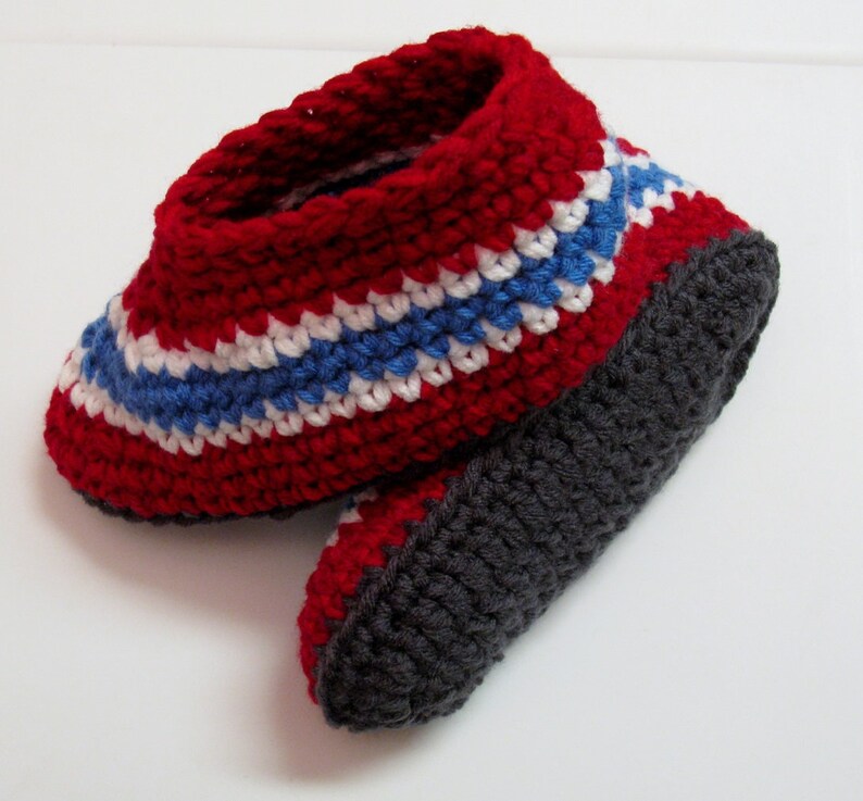 Crochet PATTERN Men's Comfy Slippers Striped Slippers Etsy