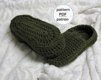 Patron CROCHET Pantoufles de style loafers pour hommes, patron facile, explications français anglais, PDF #75