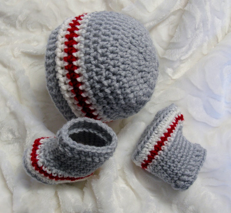 Crochet PATTERN Baby Sock Monkey Booties and Beanie Set, 0-12 months, Work Sock Booties and Hat Set, Easy Pattern, English French DUO 1 image 6