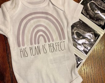 His plan is perfect bodysuit/God’s perfect plan bodysuit/His plan is perfect shirt/pregnancy announcement outfit