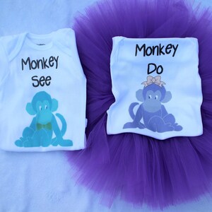 Twin Outfits/Monkey See Monkey Do twin shirts/Monkey See Monkey Do Twin Baby/Monkey See Monkey Do Brother Sister Match/Boy Girl Twins