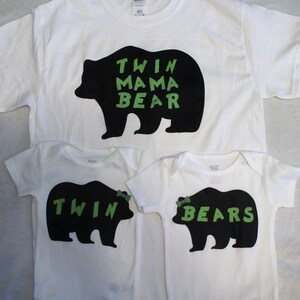 Twin Mama Bear Shirts: Matching Twin Outfit Bodysuits