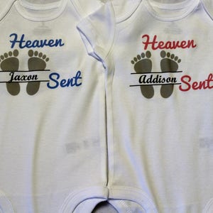 Heaven Sent baby outfits/Heaven Sent bodysuits/Heaven sent outfits for boys and girls/ boy girl twin matching outfits/Newborn outfits