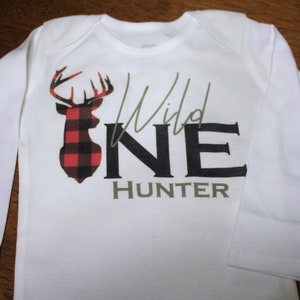 Wild One first birthday bodysuit/Wild One birthday shirt/Wild One birthday/deer hunter birthday/boys first birthday outfit