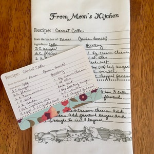 Custom Tea Towels/Family Recipe kitchen towels/Handwriting recipe towels/Personalized recipe towels/Family Heirloom gift