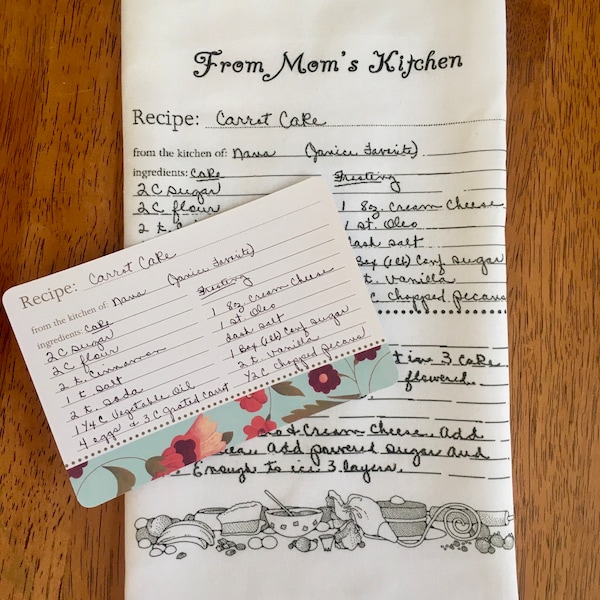 Custom Tea Towels/Family Recipe kitchen towels/Handwriting recipe towels/Personalized recipe towels/Family Heirloom gift