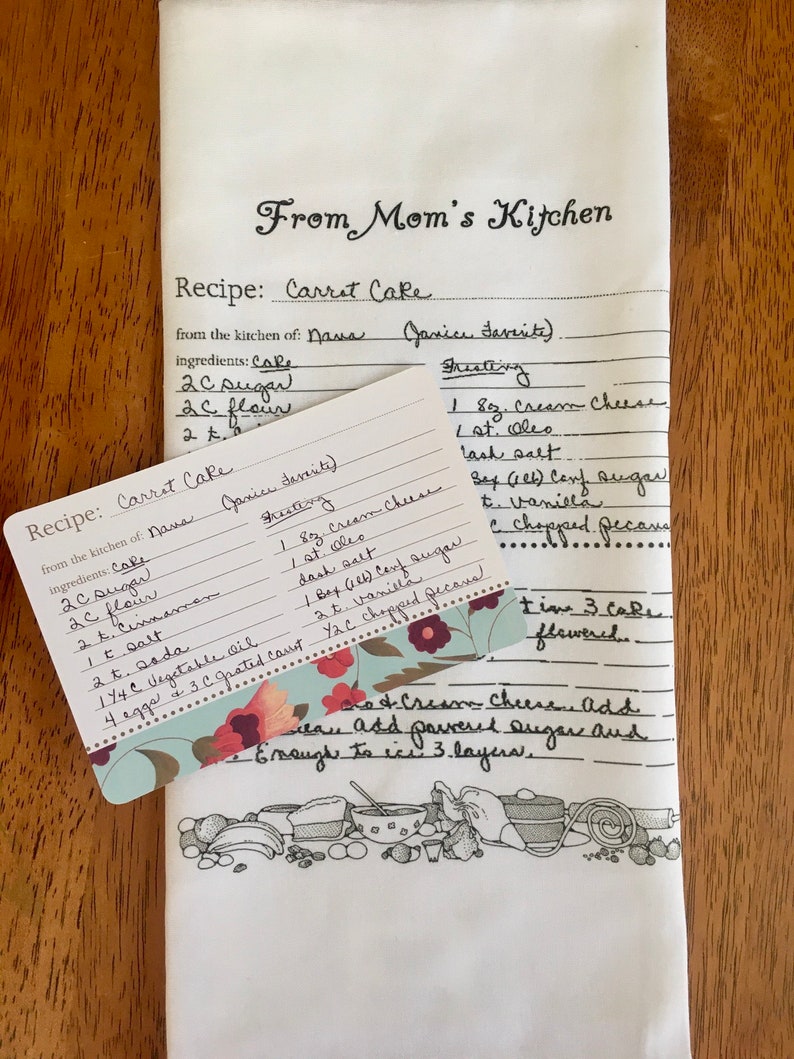 Custom Tea Towels/Family Recipe kitchen towels/Handwriting recipe towels/Personalized recipe towels/Family Heirloom gift image 1