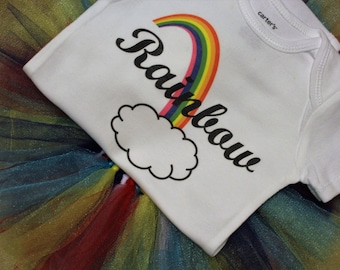 Rainbow Baby bodysuit and tutu or leg warmer set