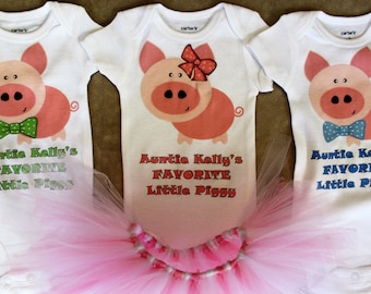 Three Little Pigs triplet bodysuits/Triplet outfits/Favorite Little Piggy bodysuits/Pig tutus/Triplet shirts