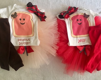 Peanut Butter and Jelly outfits for twins/Peanut butter and jelly shirts/Peanut Butter and Jelly Red jelly/Peanut butter and jelly for girls