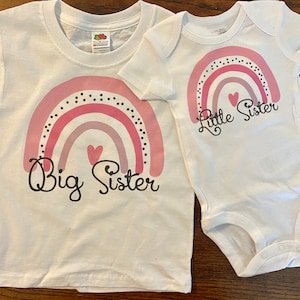 Little sister big sister shirts/ little sister rainbow outfit/little sister rainbow baby/big sister shirt rainbow