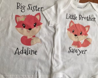 Little brother shirt/big brother shirt/little sister shirt/big sister shirt/fox big brother/fox big sister