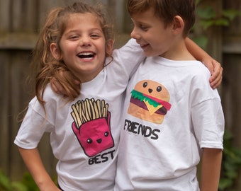 Best friends shirts/Hamburger and fries shirts/best friends twin shirts/best friends twin baby outfits/twin shirts/matching shirts