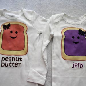 Peanut Butter and Jelly outfit for twin girls/Peanut butter image 4