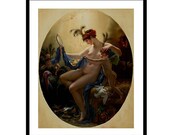 Danae Painting Art Print, Antique Greek Mythology, Classical Nude Portrait Wall Art, 18th Century Romantic Artwork. Romanticism