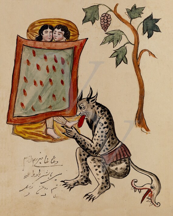 Persian Demon Painting Print Persia Antique Artwork Devil | Etsy
