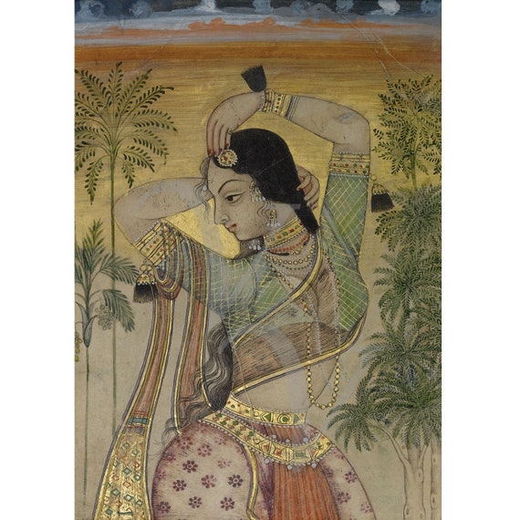 Deccan India Dancer Fine Art Print Female Indian Woman Painting Print Antique Artwork Vintage Exotic Wall Art