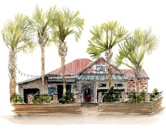 Florida State University Bar- Potbelly’s Print / FSU Bar Art / Florida State University watercolor art / Tallahassee Painting