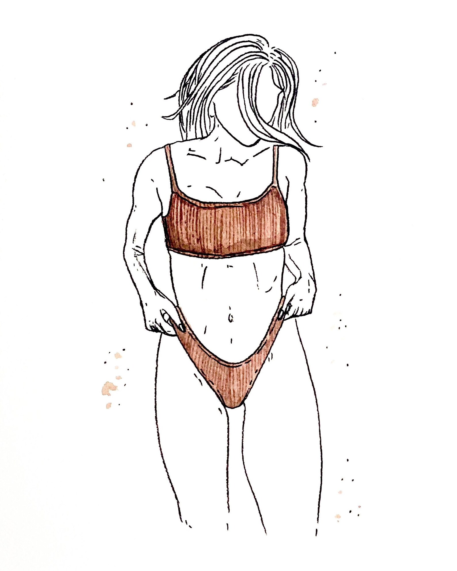 Beachy Bikini Line Drawing Art Print / Bikini Art Print / Etsy