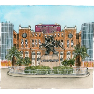 Florida State University Unconquered Statue / FSU Art Print / Florida State University watercolor art / Doak Campbell Stadium Painting