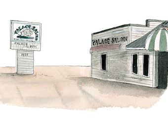 Florida State University Bar- Palace Saloon Print / FSU Bar Art / Florida State University watercolor art / Tallahassee Painting