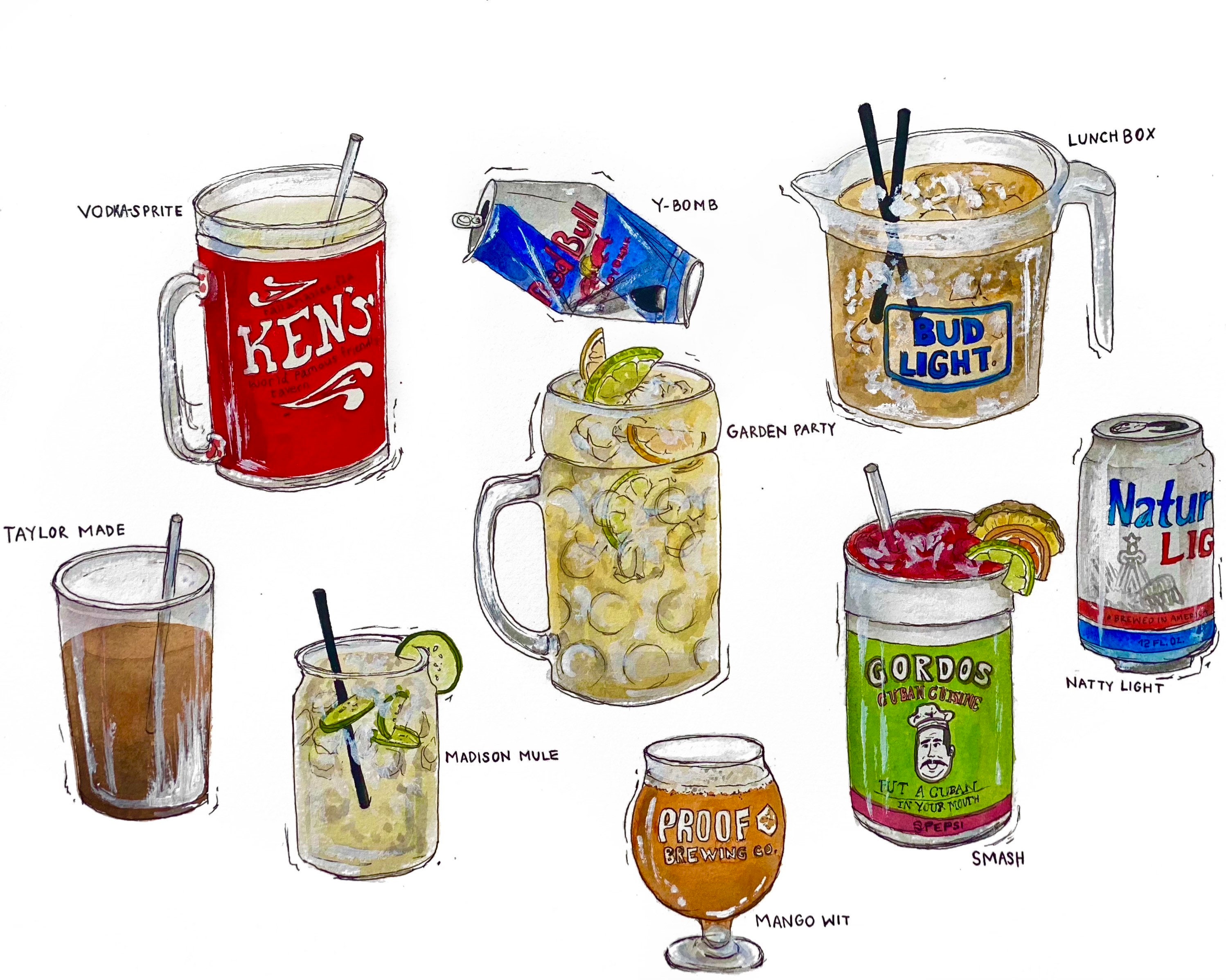 Florida State University- Cocktails of Tallahassee Print / FSU Bar Ar…