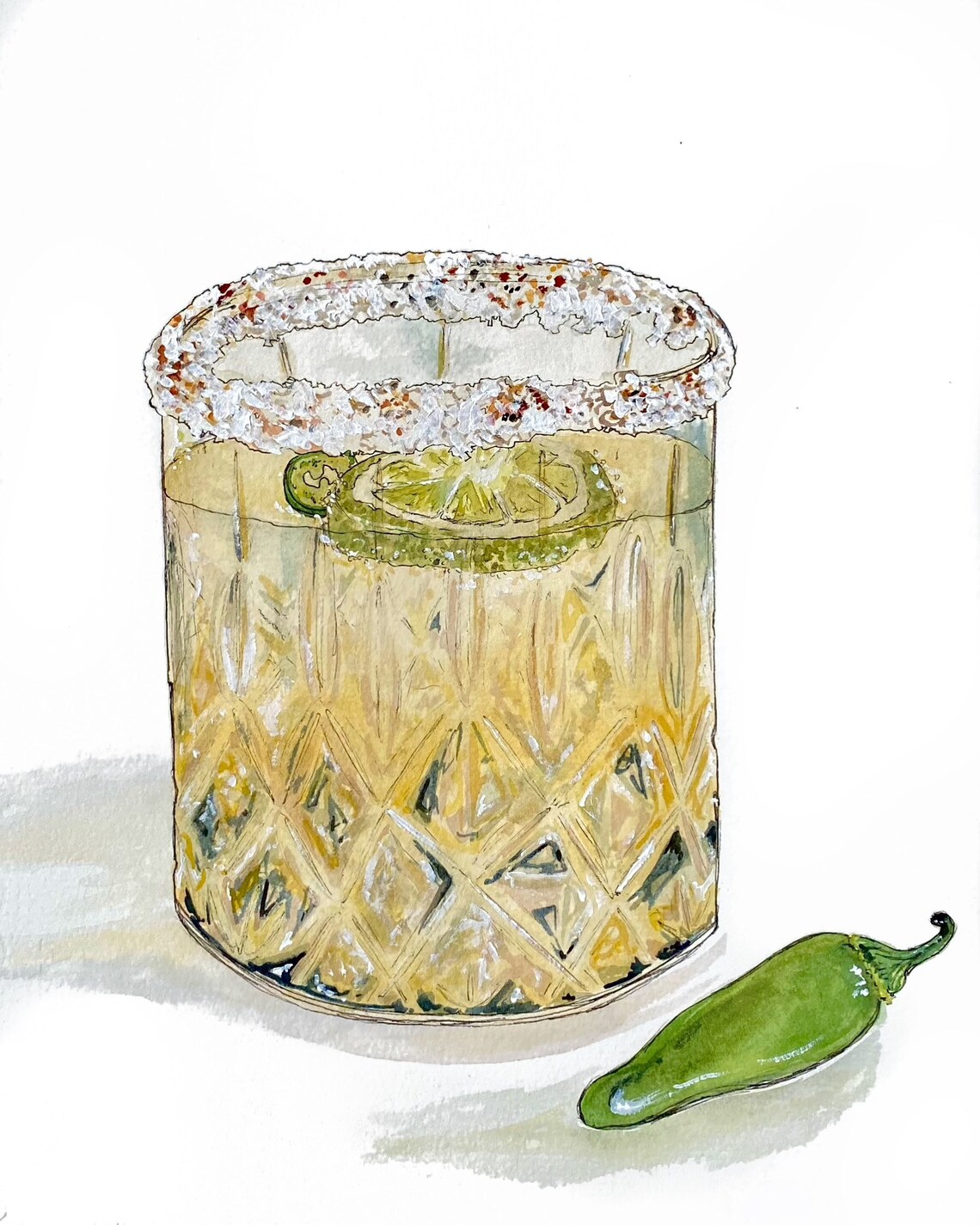 Boho Spicy Margarita Art Print / Bar Cart Art Print / Etsy