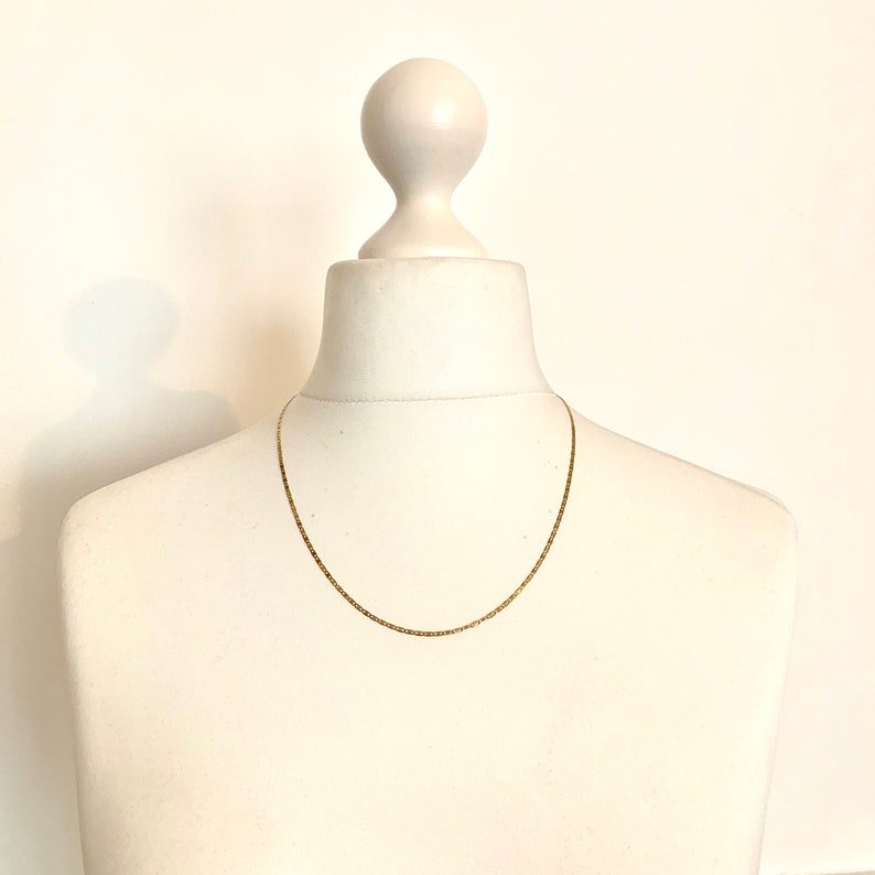 Long Vintage 14CT Gold Flat Anchor Mariner Chain Necklace \u2022 20 Inch \u2022 2mm