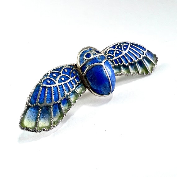 Antique Victorian Egyptian Revival Blue Enamel Wi… - image 2