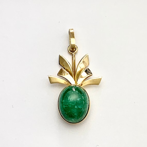 Vintage 14CT Gold Tourmaline Cabochon Pendant • 19