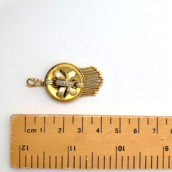 Antique Victorian 15CT Gold Tassel Bow Locket Pen… - image 8